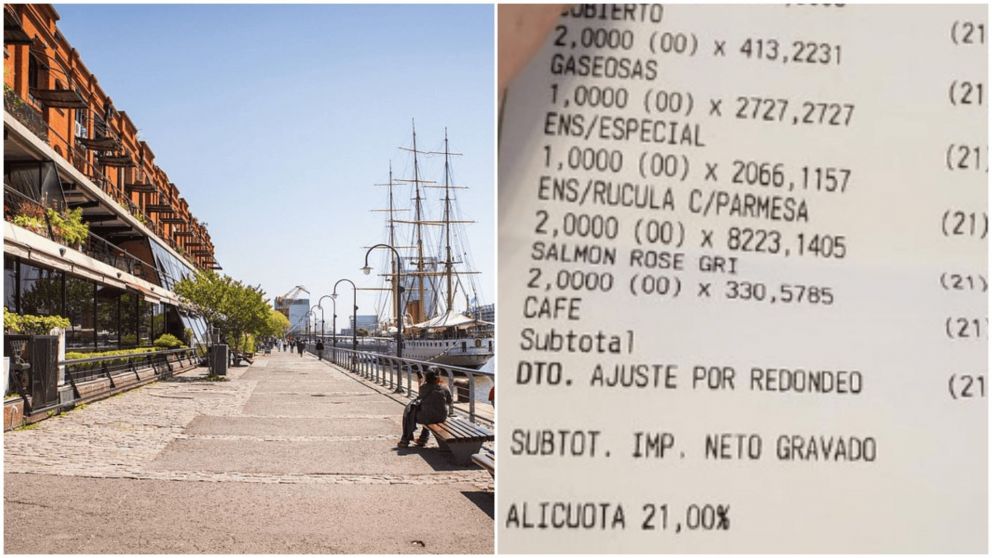 Tuitero mostró el ticket de un restaurante de Puerto Madero y es viral (Twitter/@Pascow__).