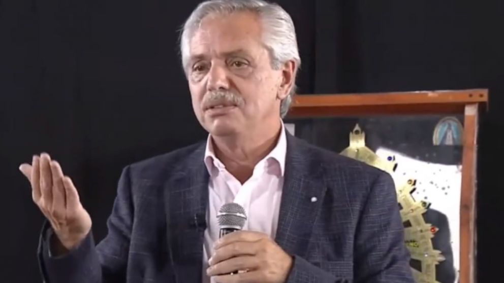 Alberto Fernández presidio el acto en la ciudad de Luján (Captura de TV).