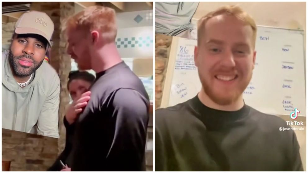 El mozo qued� sorprendido con el gesto de Jason Derulo y grab� un un video en Tiktok para agradecerle.