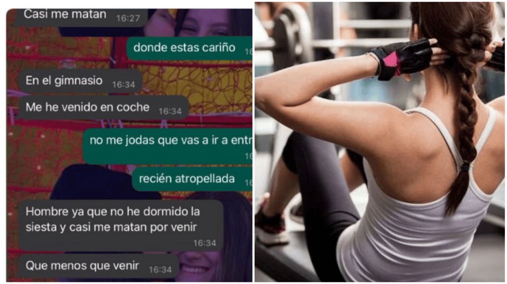 Una piba fue atropellada pero después del accidente fue al gimnasio y es viral (Twitter/@belennciagaa).