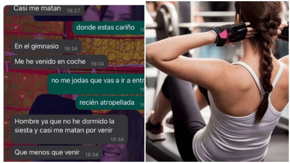Una piba fue atropellada pero después del accidente fue al gimnasio y es viral (Twitter/@belennciagaa).