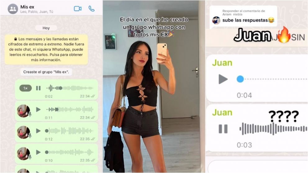 Cre� un grupo de WhatsApp con todos sus exnovios para conocer sus opiniones y lo subi� a TikTok
