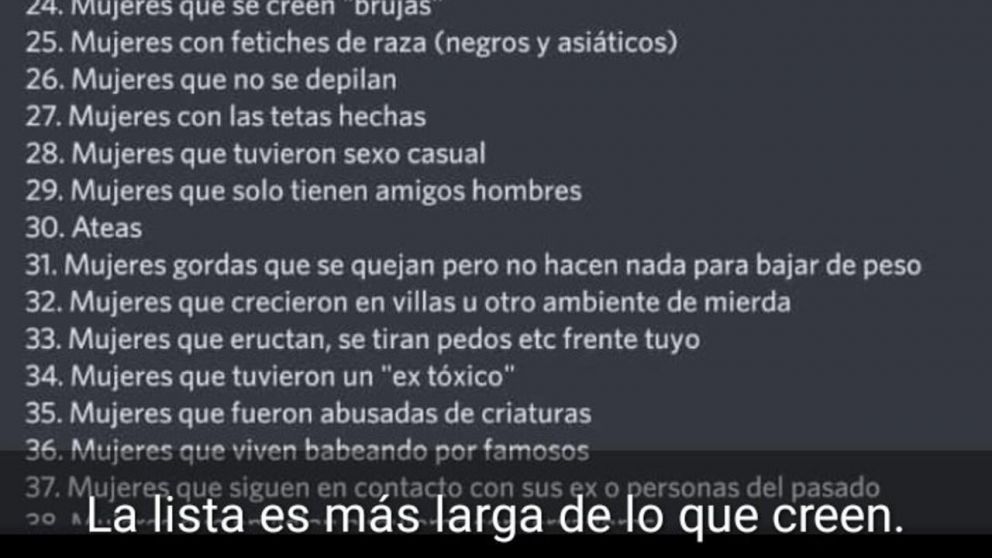 Algunas de las "mujeres con la que no hay que relacionarse" que aparecen en la lista viral.