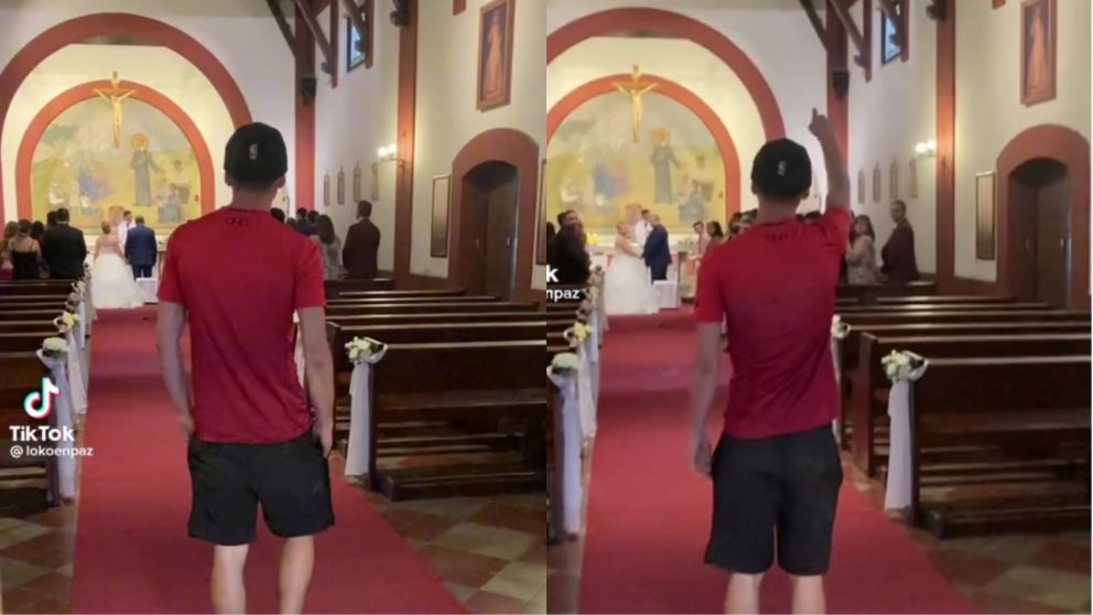 Gritó "yo me opongo" en una boda, luego salió como si nada y lo compartió en TikTok.