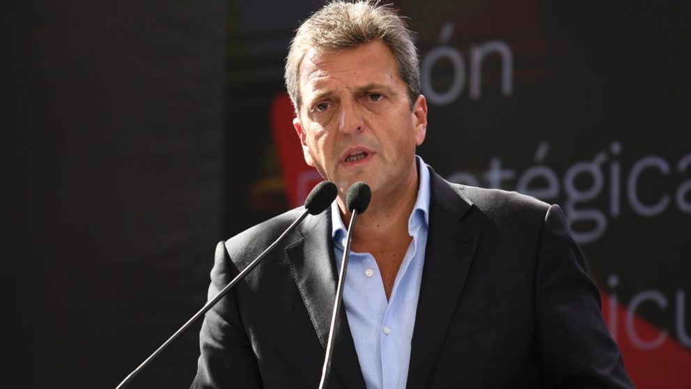Sergio Massa presidió un acto en la provincia de Mendoza (Télam).