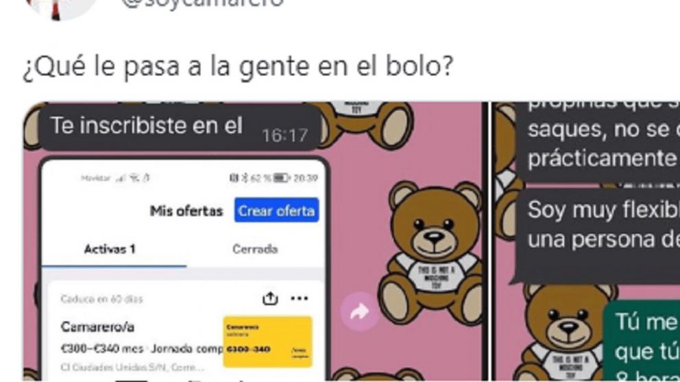 La indignante oferta que recibió un candidato para trabajar en un restaurante que desató la furia de Twitter.