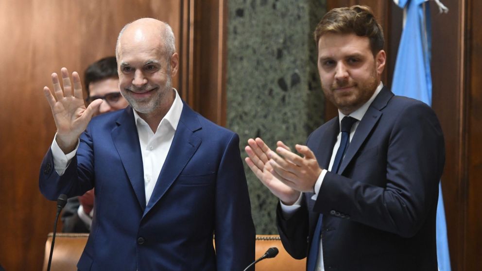 El jefe de Gobierno porteño, Horacio Rodríguez Larreta, en la Legislatura porteña durante esta mañana (Télam).