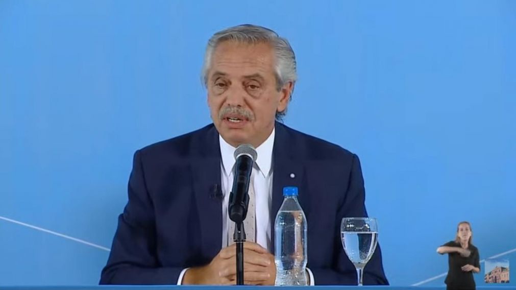 Alberto Fern�ndez, durante el acto de este martes en Mor�n (Captura de pantalla).