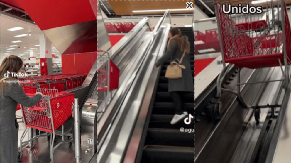 Unas jovenes descubrieron unas extrañas escaleras en un shopping yanqui.