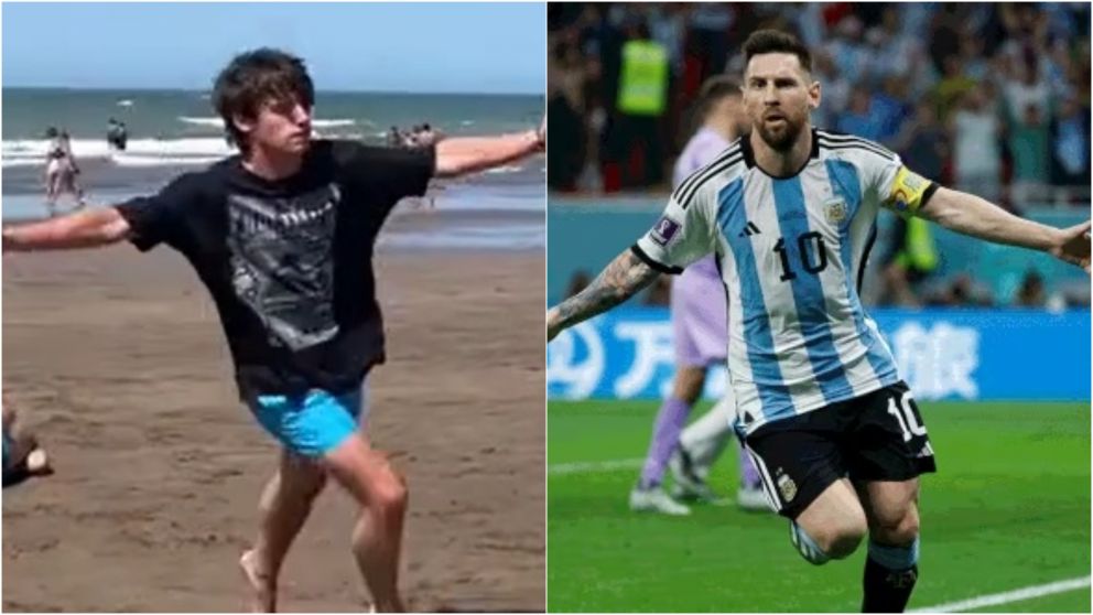 Furor por los amigos que imitaron todos los goles y festejos de la �Scaloneta� en la playa: �Messi es igual�