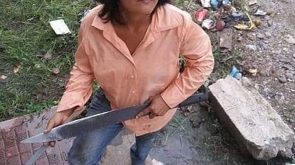 El machete con el que la atacante habría cometido las agresiones (Gentileza Nuevo Diario).