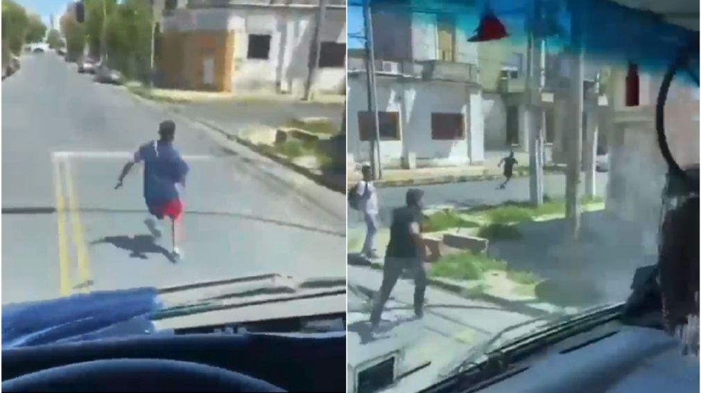 Asaltaron a una mujer y los vecinos al escuchar sus gritos persiguieron a los delincuentes (Imagen captura v�deo).