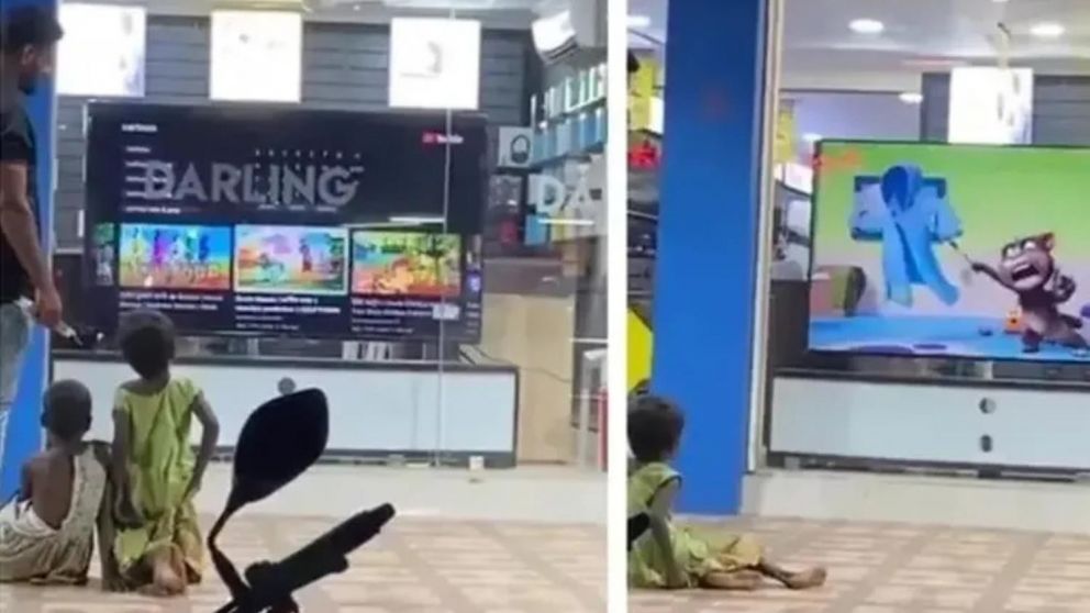 Los niños se sientan frente al local durante horas para ver los dibujitos.