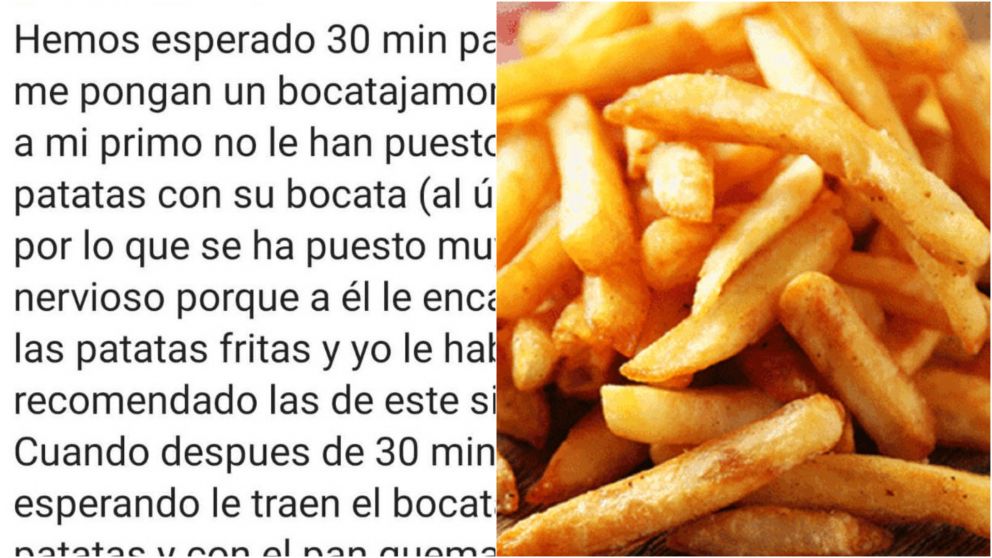 La increíble reseña a restaurante por culpa de unas papas fritas: "Se puso a llorar, manejó borracho y..."