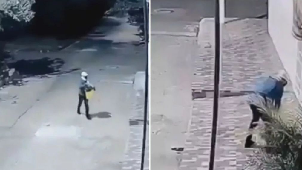 Un hombre intentó quemar un negocio, pero tuvo un accidente y sufrió graves quemaduras (Imagen captura vídeo).