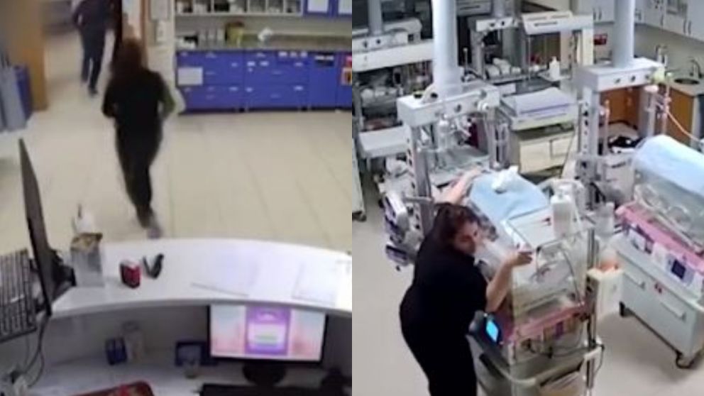 Así unas enfermeras arriesgaron su vida para proteger a bebés en medio del terremoto en Turquía (Imagen captura vídeo).