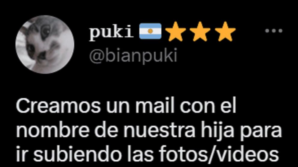 Una joven creó un mail a nombre de su hija para guardar recuerdos.