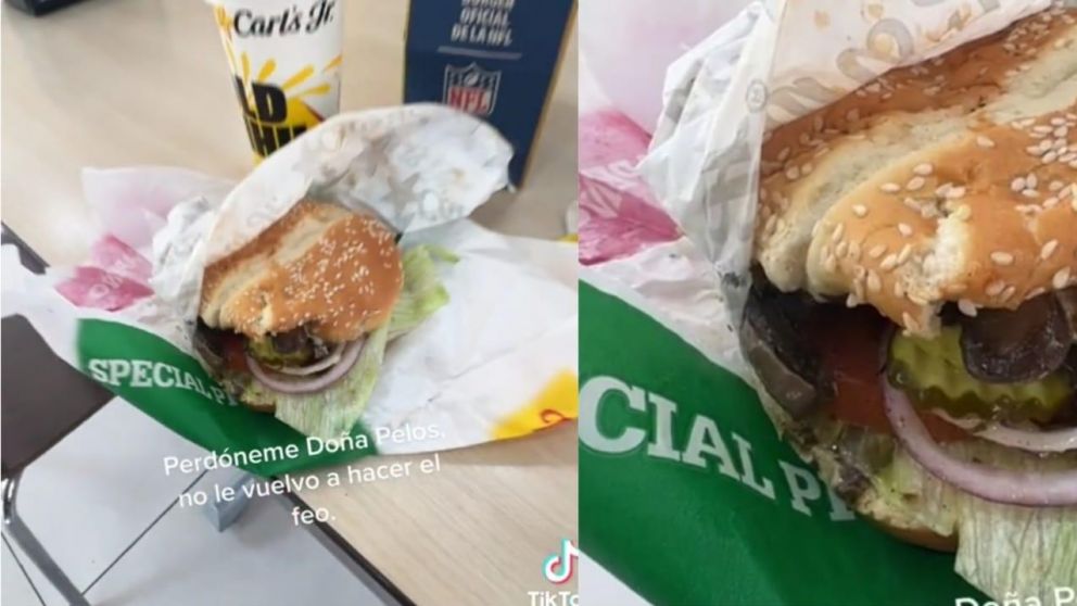 El asqueroso "ingrediente" extra que una usuaria de TikTok encontró en su hamburguesa.