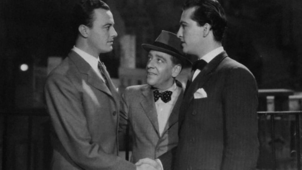 Alberto Vila y Hugo del Carril en la película "Confesión" de 1940 (Archivo).