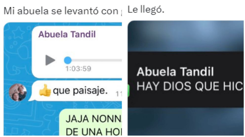 Un pibe mostró el insólito error de su abuela por Whatsapp y es viral (Twitter/@saimonfl).