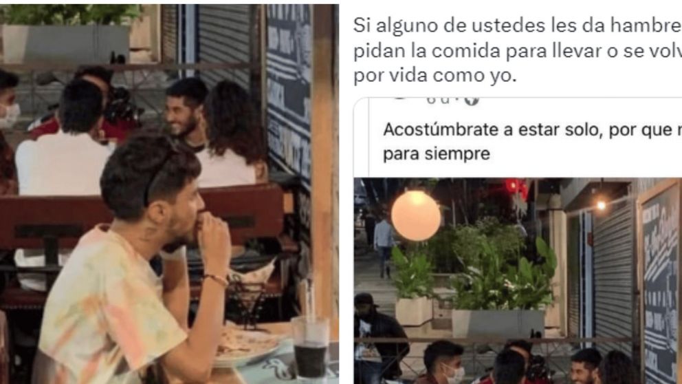 Un tuitero se hizo viral porque lo descubrieron comiendo solo en un bar (Twitter/@epicostweets).