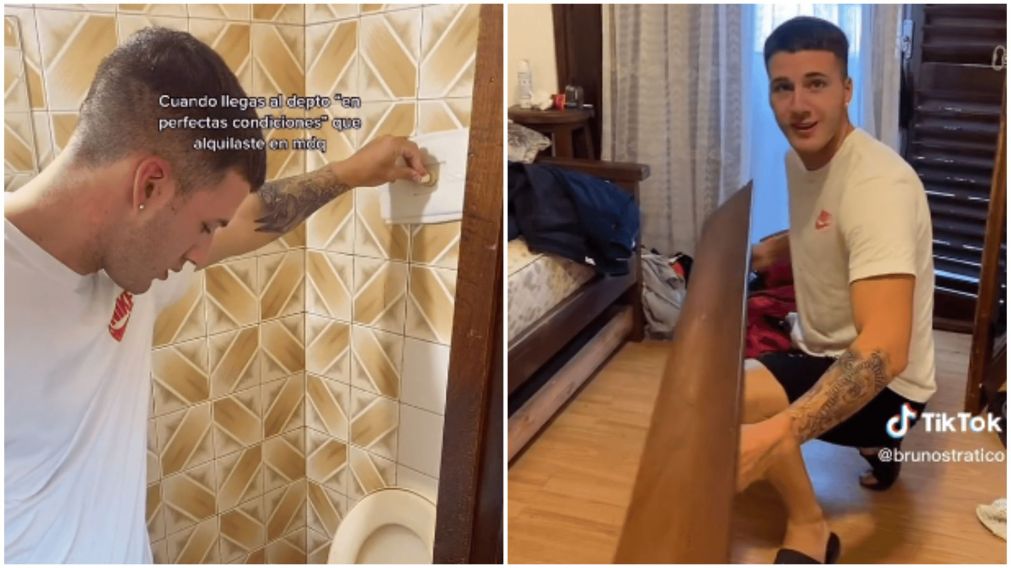 Un joven mostró el departamento que alquiló en Mar del Plata y es viral (TikTok/@brunostratico).