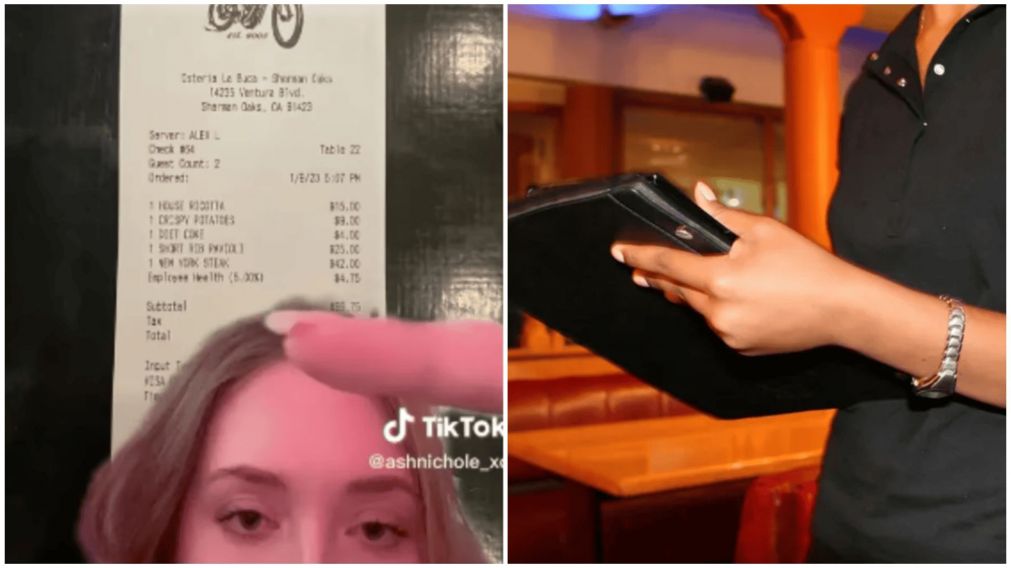 Comió en un restaurante, se quejó por un recargo en el ticket y es viral en las redes (TikTok/@ashnichole_xo).