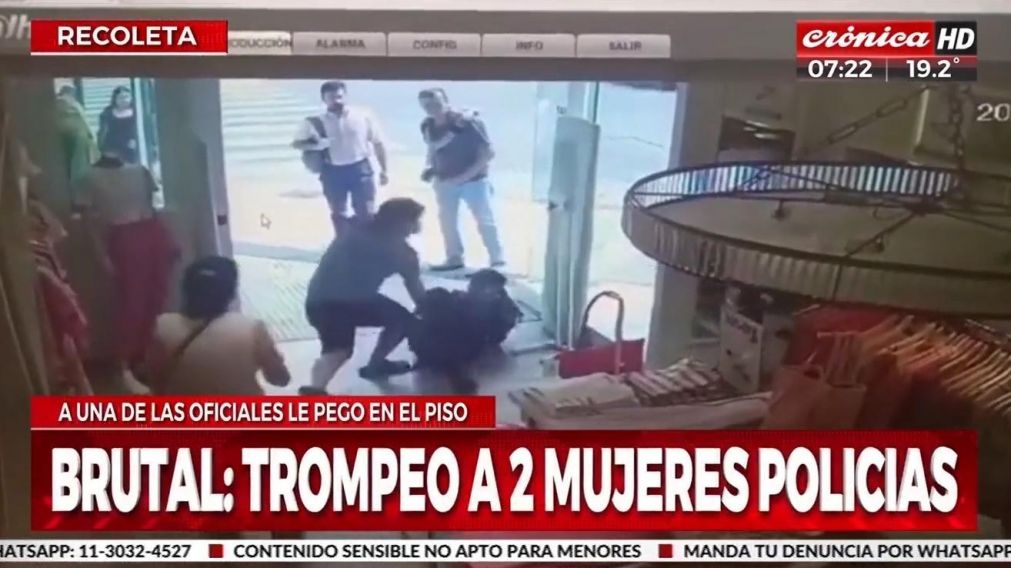 Así fue el momento de la golpiza en un comercio del barrio porteño de Recoleta (Crónica HD).