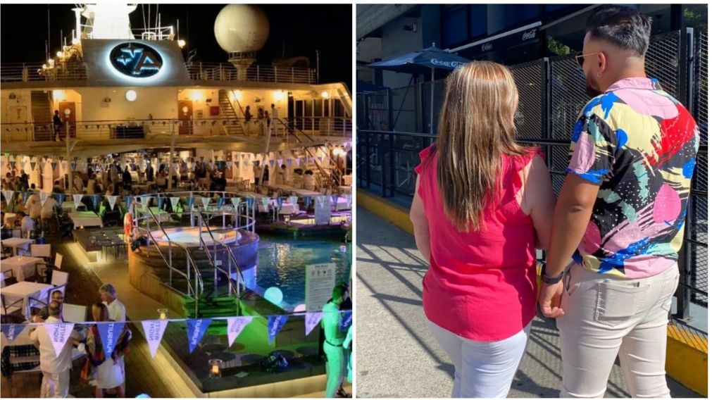 Adriana y su pareja esperaron a los alemanes que llegaron en un crucero swinger (Gentileza: TN).
