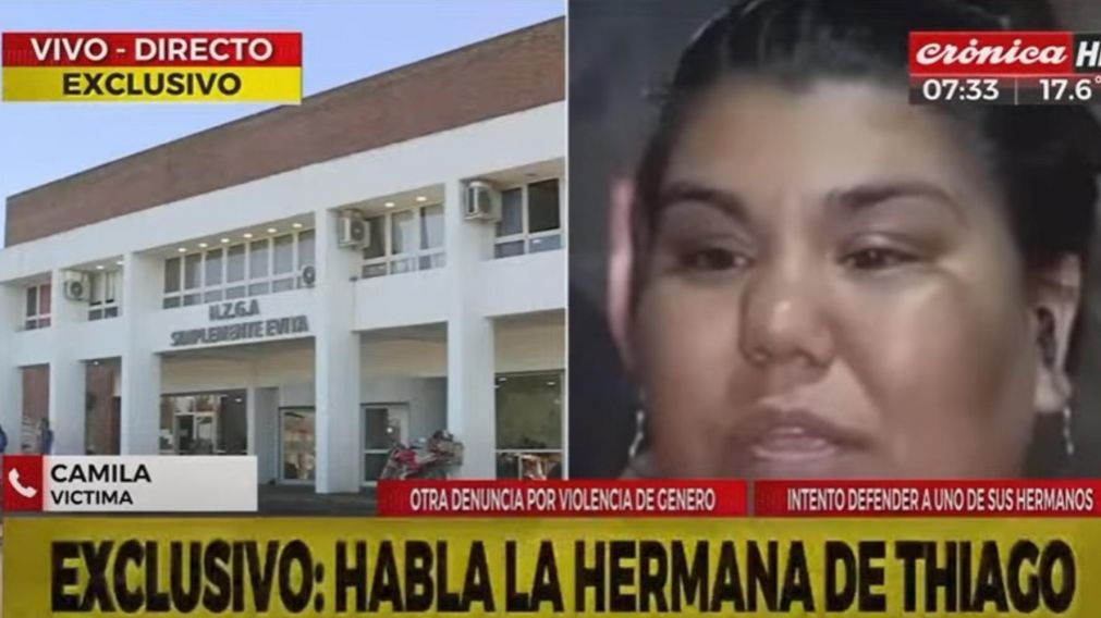Camila Deniz, la hermanastra de Thiago Medina, fue acuchillada por la espalda (Captura Crónica HD).