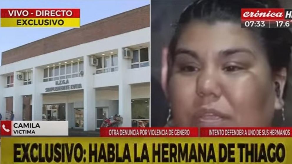 Camila Deniz, la hermanastra de Thiago Medina, fue acuchillada por la espalda (Captura Crónica HD).