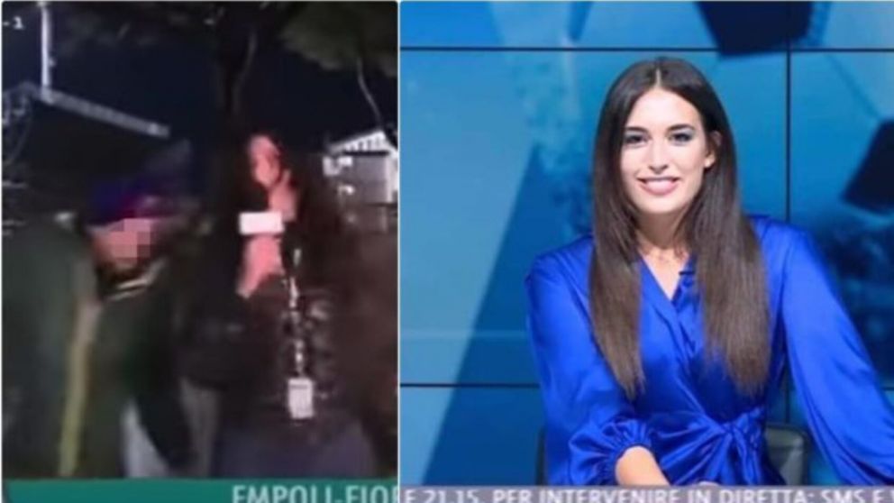 Condenaron a prisión a un hincha que manoseó a una periodista en un móvil en vivo (imagen captura vídeo).
