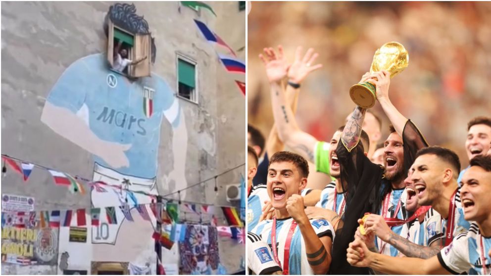 El homenaje en Nápoles para la Selección Argentina campeón del Mundo.