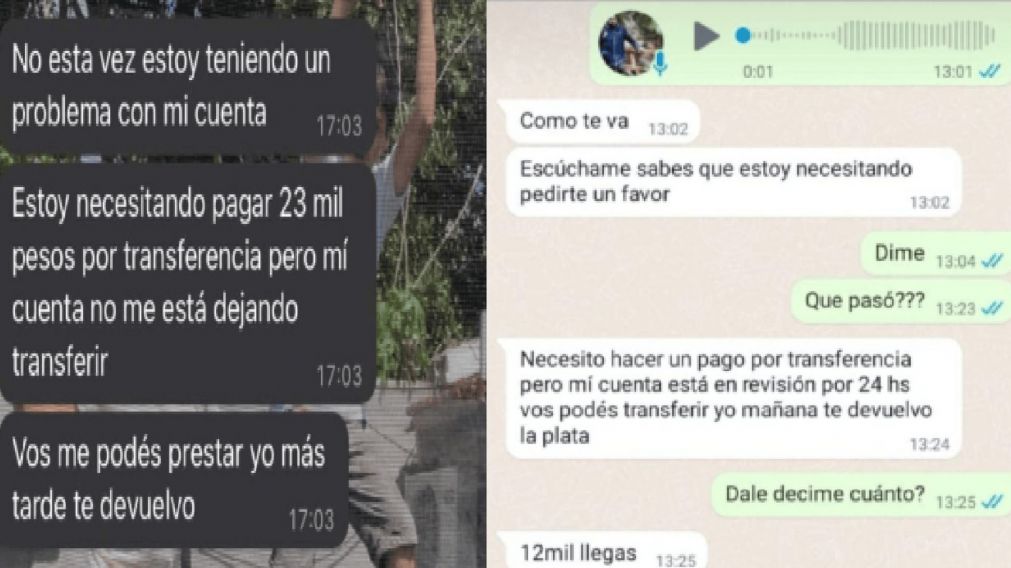 Una joven mostró cómo reaccionaron sus contactos cuando un grupo de estafadores quiso robarles plata.