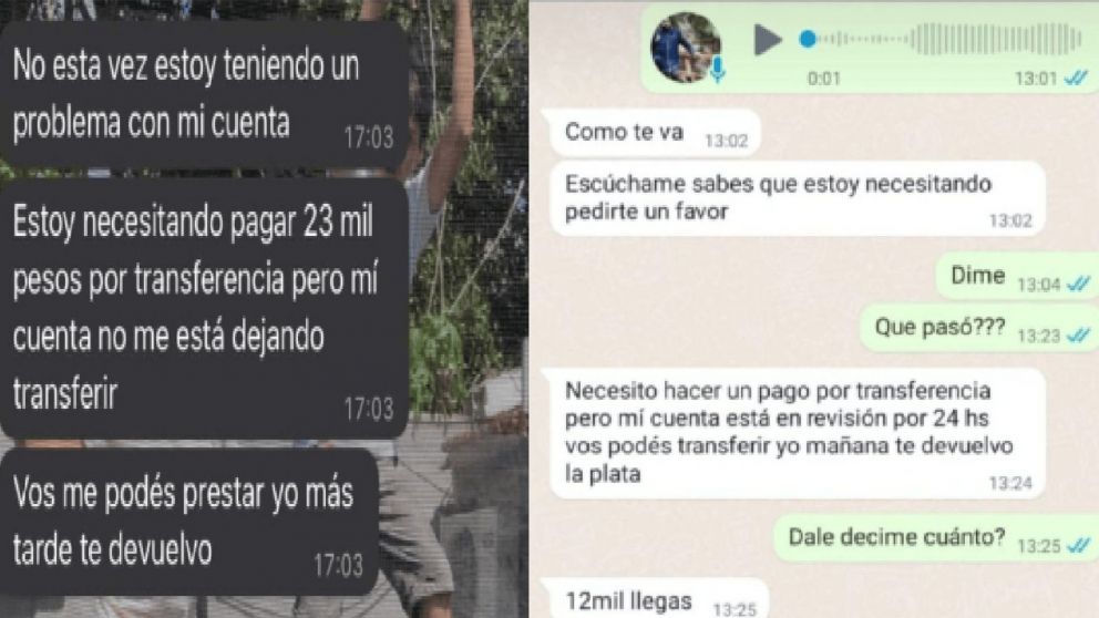 Una joven mostr� c�mo reaccionaron sus contactos cuando un grupo de estafadores quiso robarles plata.