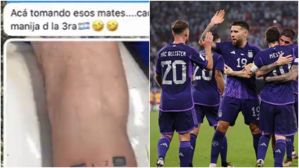 �Est�s re loco�: el ins�lito tatuaje de un hincha argentino ilusionado con el Mundial Qatar 2022 que conmocion� a todos