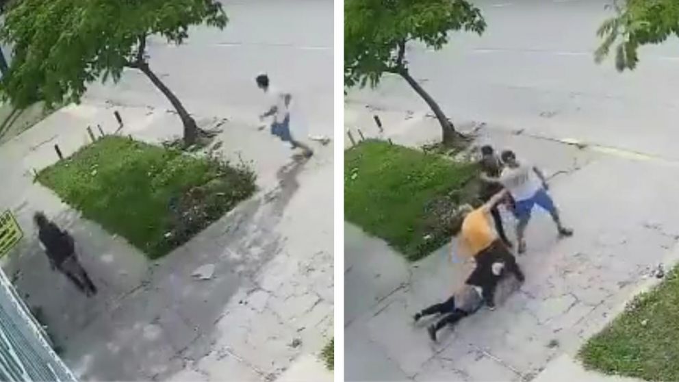 Una c�mara de seguridad registr� la brutal agresi�n.