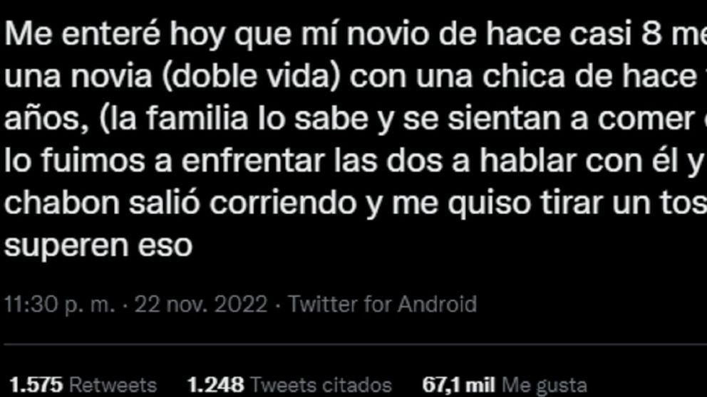La chica descubrió que su novio tenía una pareja desde hace tres años (Imagen ilustrativa).