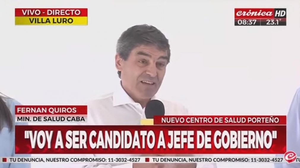 Fern�n Quir�s, ministro de Salud porte�o, anunci� que ser� candidato a jefe de Gobierno en 2023 (Captura de pantalla).