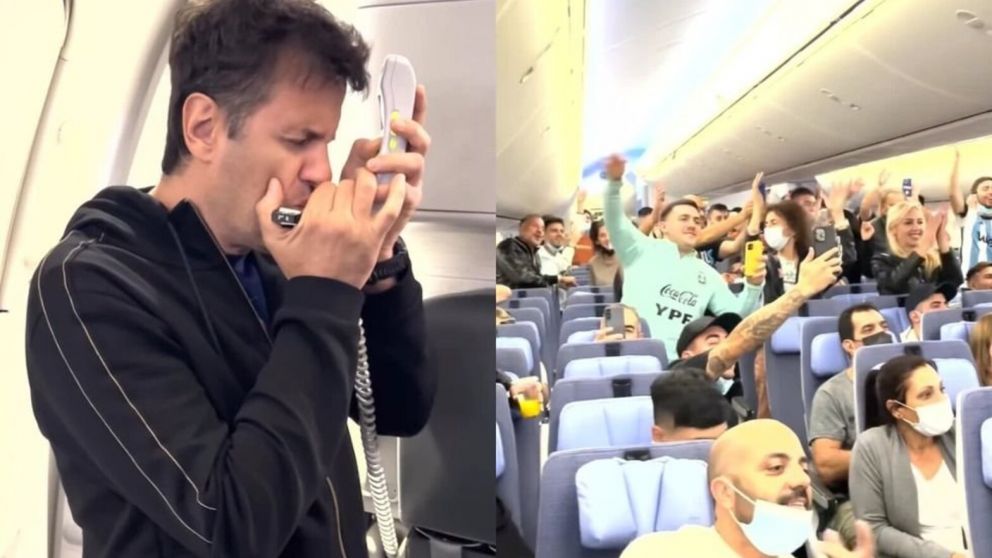 Ciro Martínez tocó el Himno Nacional en un avión rumbo a Qatar y sorprendió a los pasajeros (Imagen captura vídeo).