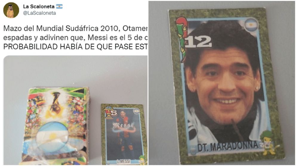 El mazo de cartas es viral por la coincidencia de una carta con Lionel Messi de cara al Mundial Qatar 2022 (Twitter/@LaScaloneta).