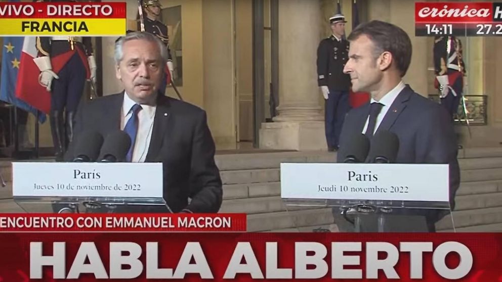 Alberto Fernández y Emmanuel Macron: "Venimos trabajando juntos para poder encontrar una salida a un problema que afecta la paz mundial".