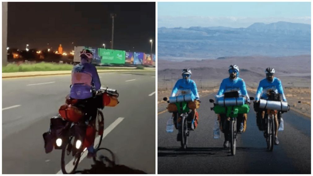 El grupo de cordobeses pedaleó más de 10.000 kilómetros para el Mundial Qatar 2022 (Twitter/@Todoapedalok).