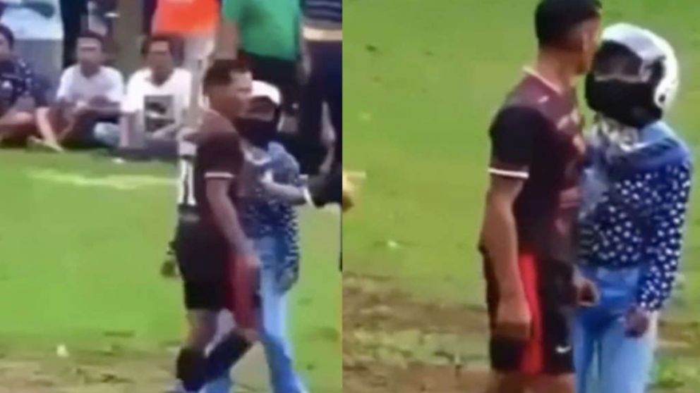 Jugaba un partido con sus amigos, pero su novia entró furiosa a la cancha y lo humilló frente a todos (Imagen captura vídeo).