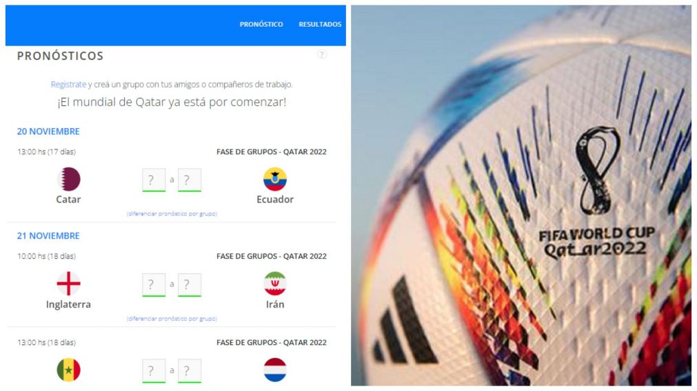 La página web para jugar al Prode con el Mundial Qatar 2022.