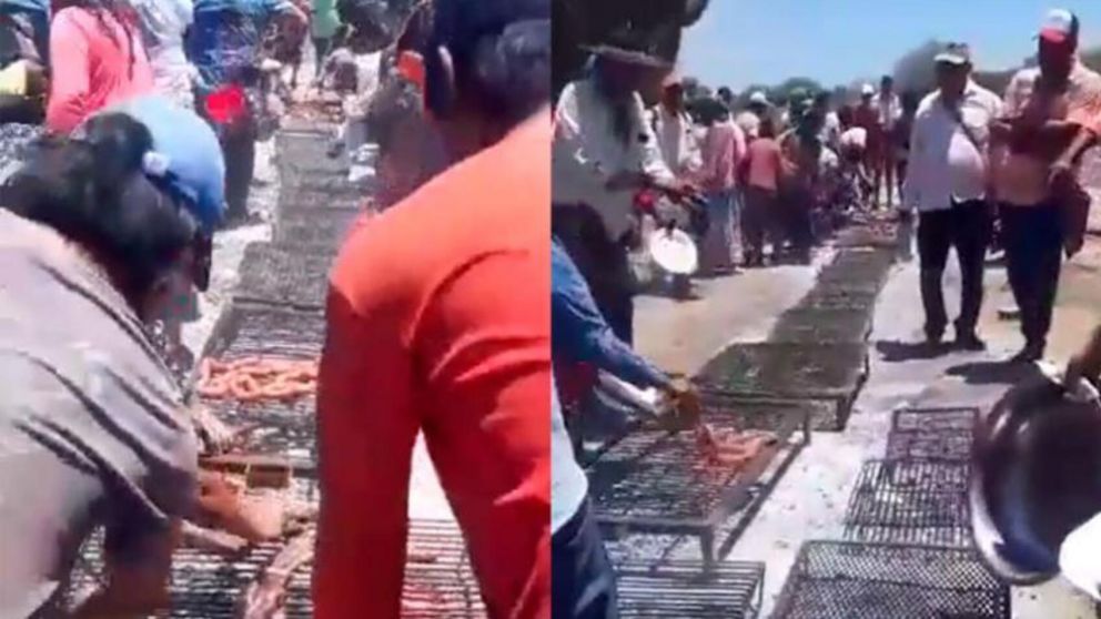 Un grupo de personas se robó toda la carne del asado que fue organizado para un vicegobernador (Imagen captura vídeo).