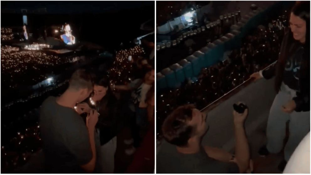 Romántica propuesta de casamiento en un recital de Coldplay en River es viral en las redes (TikTok/@benjaminduk3).