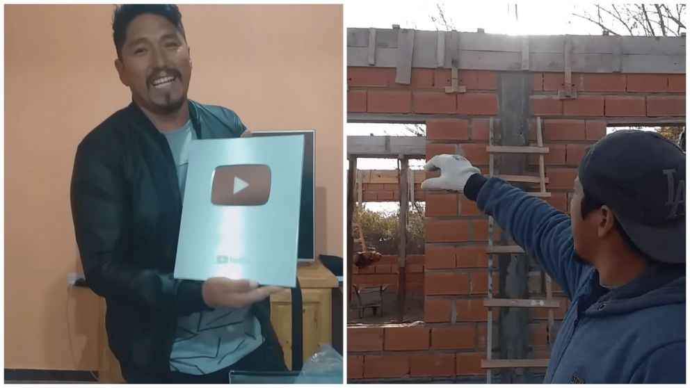 Osmar Montaño Zárate, el albañil influencer que es viral en Youtube.