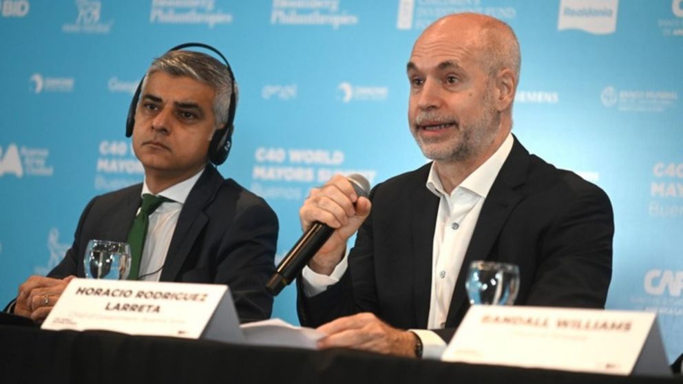 Horacio Rodr�guez Larreta durante el discurso inaugural de la Cumbre Mundial de Alcades C40 (Gentileza Gobierno de la Ciudad).