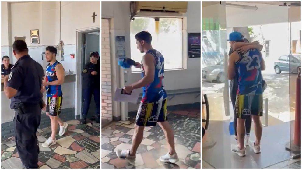 Así Ezequiel Cirigliano abrazó a su mamá tras recuperar su libertad (captura de video).